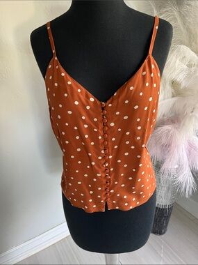 Madewell Rust Orange Polka Dot Button-Front Cami